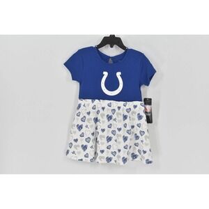 NFL Indianapolis Colts Football Girls Blue Heart Skirt Dress Flowy Size L(6) NWT